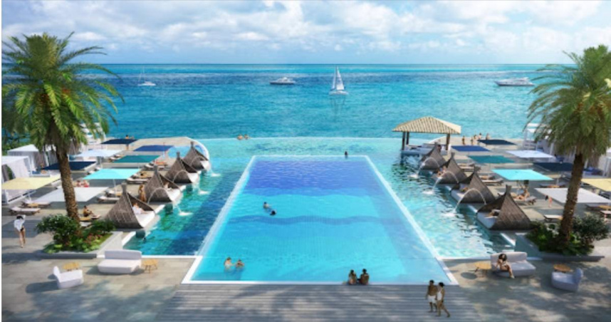 位在加勒比海南部的豪華飯店Sandals Royal Curaçao，擁有著名的打卡景點「無邊際泳池」。（圖／翻攝自Google Maps）