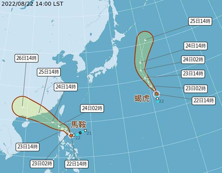 太平洋上有2個颱風。（圖／中央氣象局）