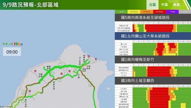 中秋連假首日（9/9）國道易塞路段。（圖／高公局）