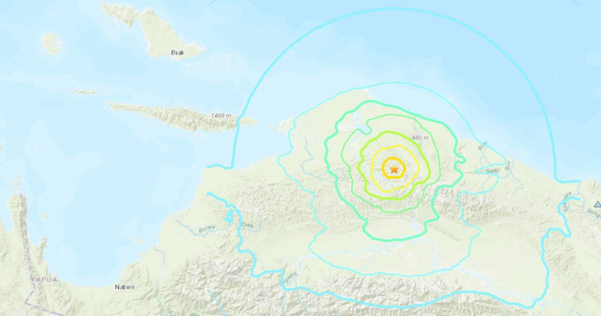 印尼巴布亞（Papua）10日發生地震。（圖／翻攝自USGS）