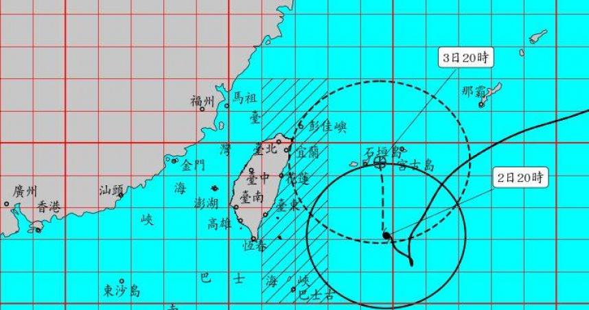 氣象局表示，軒嵐諾過去3小時內近似原地打轉。（圖／氣象局）