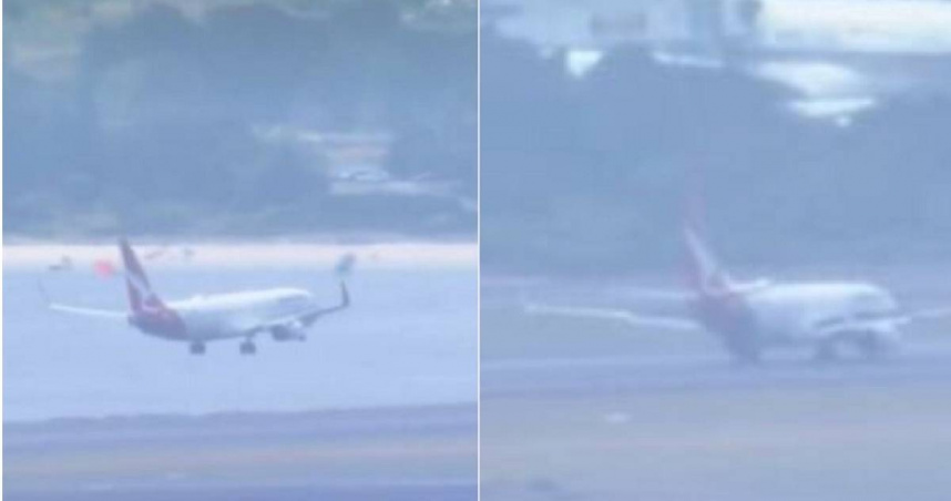 澳洲航空（Qantas Airways）一架編號QF144的波音737-838班機在機師發出求救訊號「mayday」後，於當地時間3時25分順利降落在雪梨機場。（圖／翻攝自Twitter／@@tyson_whelan）