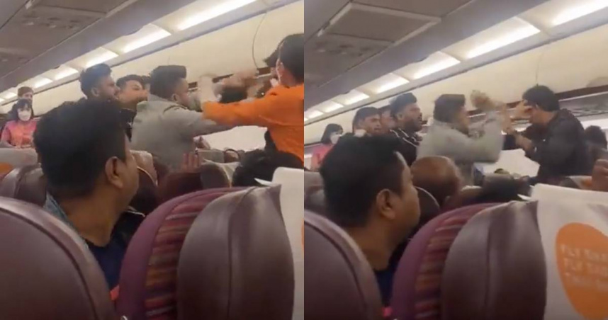 一名乘客不配合繫安全帶，導致其他乘客不滿。（圖／翻攝自推特／@vazhapadi）