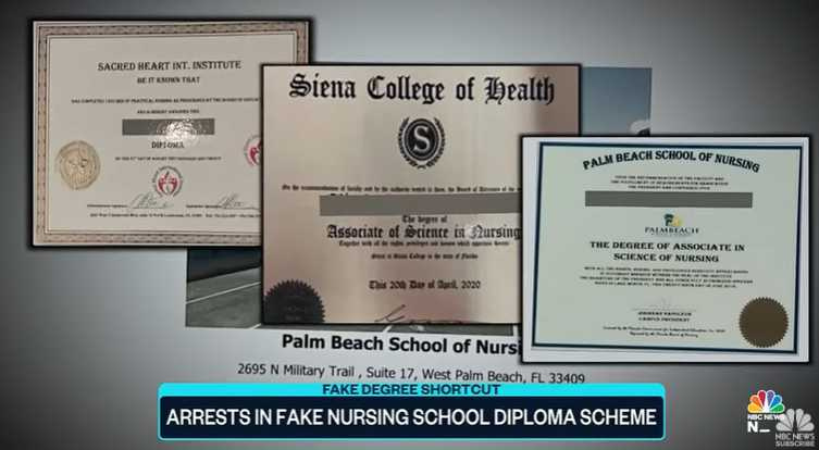 美國3所已停招學校竟然涉嫌偽造學歷，出售數千份偽造的護理文憑。（圖／翻攝自NBC News）  