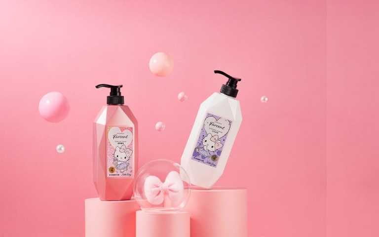 Farcent香水系列聯名系列次推出了Hello Kitty、Kikilala與美樂蒂聯名款香水沐浴露（圖／品牌提供）