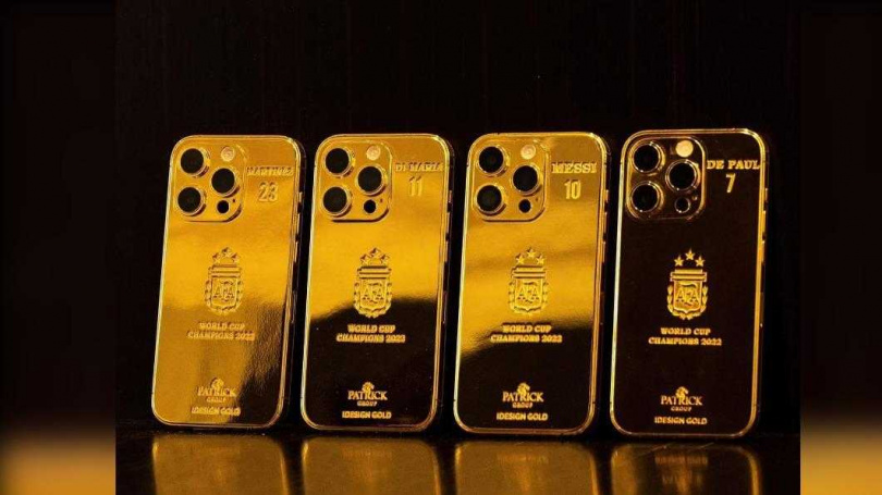 梅西重金特製世足冠軍紀念iPhone，分送阿根廷隊友。（圖／翻攝自IDesign Gold粉專）