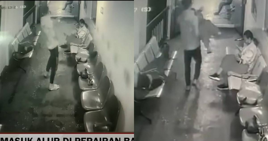 一名男子將自己妻子公主抱後丟下客輪，嚇壞眾人。（圖／YouTube／Lampung TV）