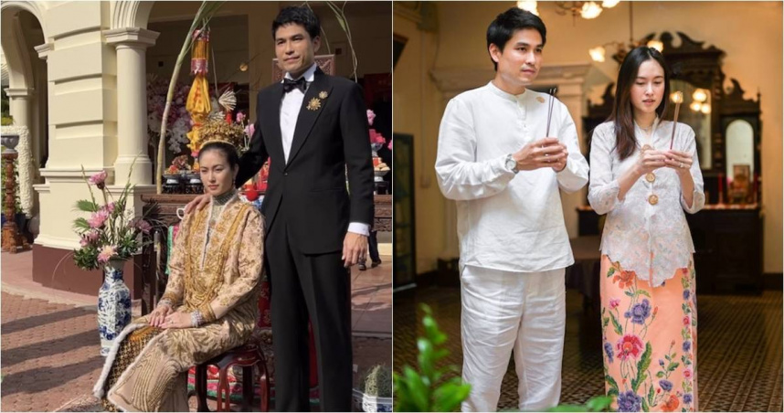 被譽為泰國「最美變性人」的泰國女星寶兒（Poyd），穿著奢華黃金禮服結婚。（圖／翻攝寶兒IG）