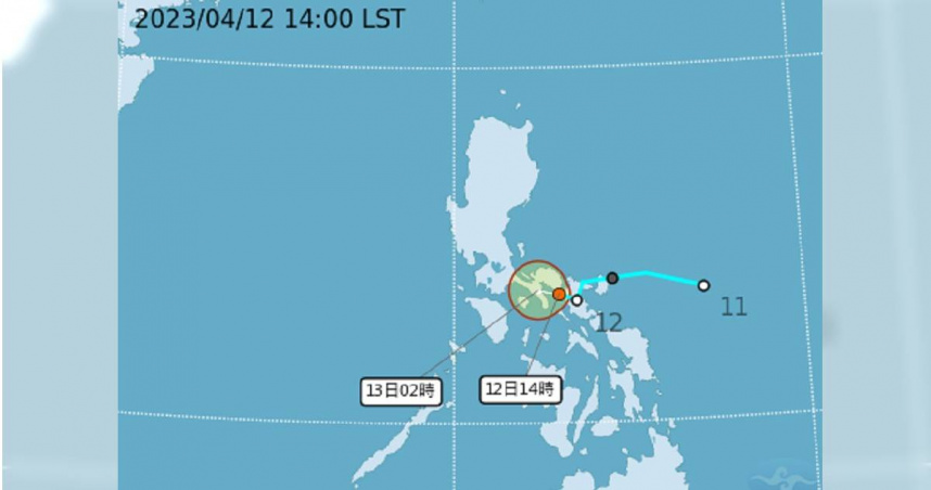 熱帶性低氣壓TD01已經登陸菲律賓呂宋島，預估明天清晨減弱後，雲系會逐漸消失。（圖／翻攝中央氣象局）