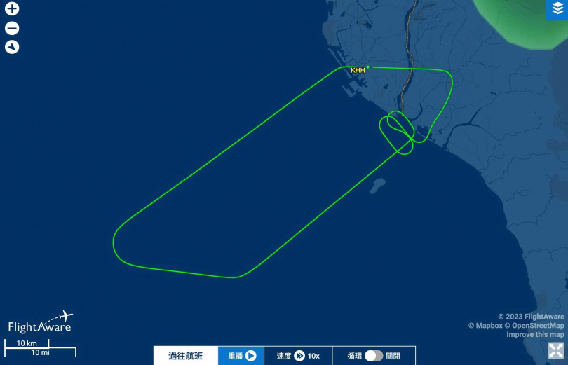 亞洲航空因飛機設備故障返航高雄。（圖／翻攝自FlightAware）