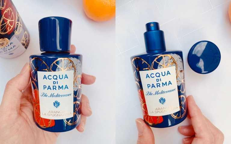   Acqua di Parma藍色地中海香橙限定版淡香水100ml／6,500元  明亮且充滿生命力的甜蜜香草橙香。（圖／吳雅鈴攝）