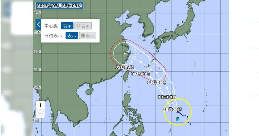 日本氣象廳預測，卡努颱風大約在7月底到8月這段時間，會為沖繩的天氣帶來影響。（圖／翻攝日本氣象廳）