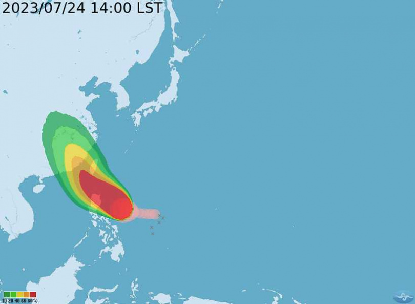 杜蘇芮颱風路徑往南修正。（圖／中央氣象局）