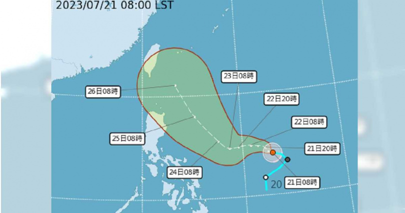 颱風最新路徑預測曝光。（圖／翻攝自交通部中央氣象局）