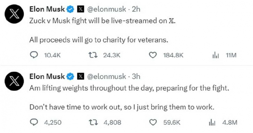 馬斯克貼文。（圖／翻攝自推特／@elonmusk）