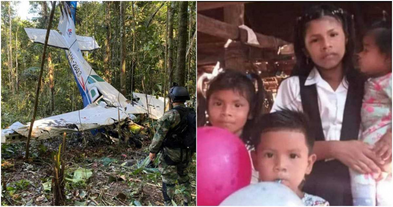 倖存4名孩童墜機後，整整在叢林中流浪40天才獲救。（圖／翻攝自美聯社、推特）