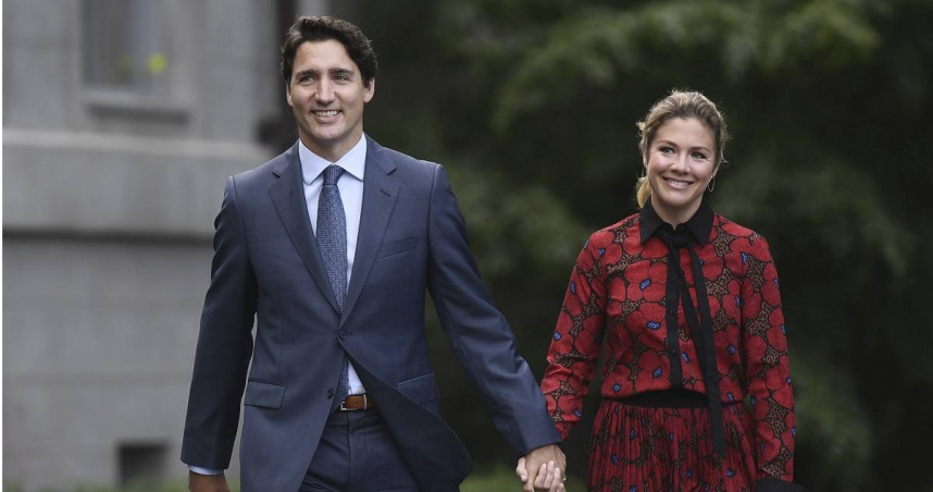 加拿大總理杜魯道（Justin Trudeau）及妻子蘇菲（Sophie Gregoire Trudeau）。（圖／達志／美聯社）