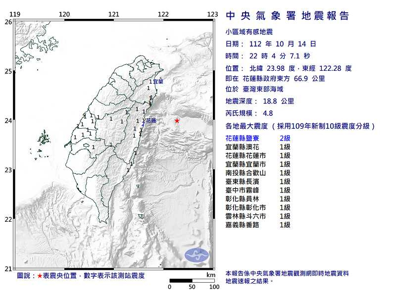 地震資料。（圖／中央氣象署）