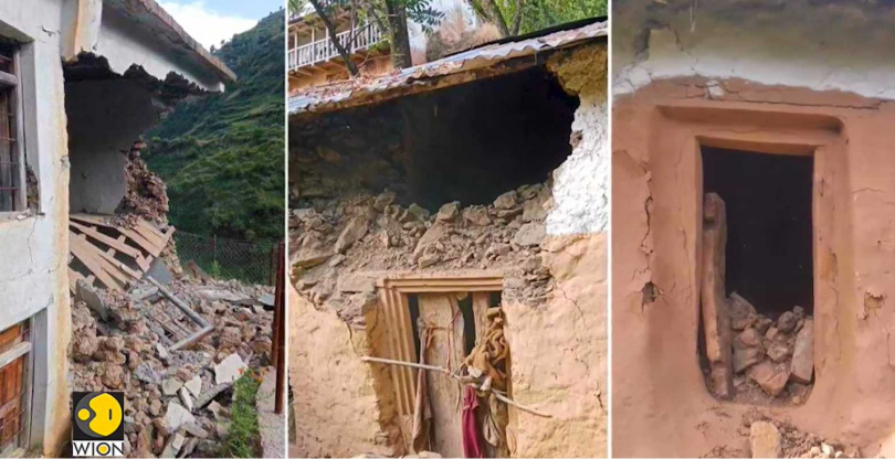 尼泊爾發生規模6.2「極淺層強震」，造成老舊建築物倒塌與山體滑坡 。（圖／翻攝自WION） 