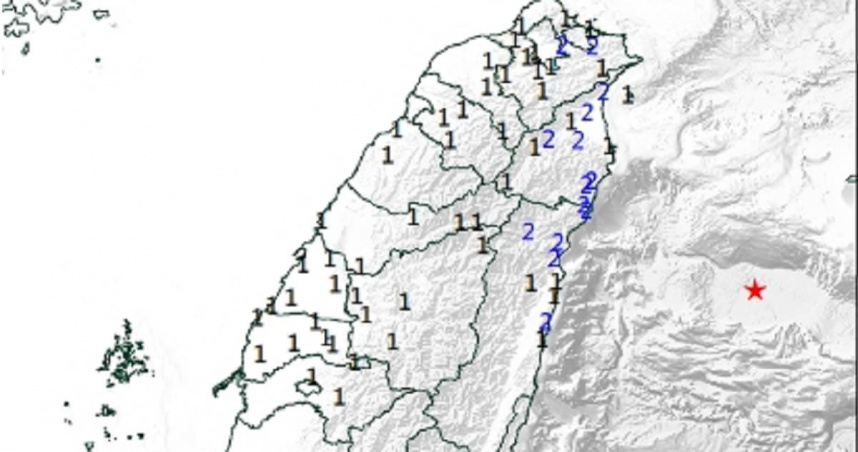 東部海域中午發生芮氏規模5.4地震。（圖／氣象署網站）