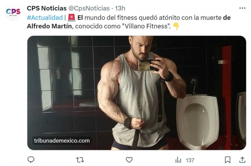 西班牙健身網紅馬丁驟逝。（圖／翻攝自推特）  